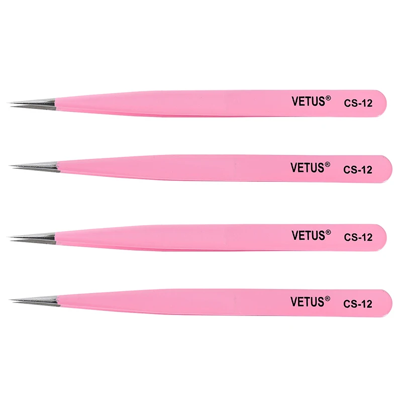 

Пинцет VETUS серии CS для наращивания ресниц 5 шт./лот, Профессиональный пинцет из нержавеющей стали для наращивания ресниц розового цвета
