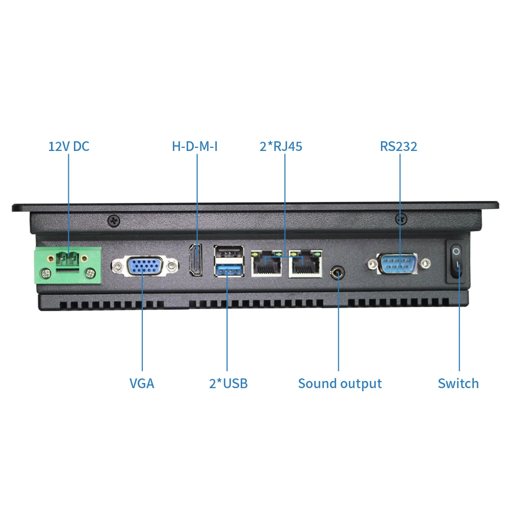 

7" Industrial Fanless Panel PC panel mount embedded PC with capacitive touchscreen 1024x600 all in one pc 4G RAM 32G SSD