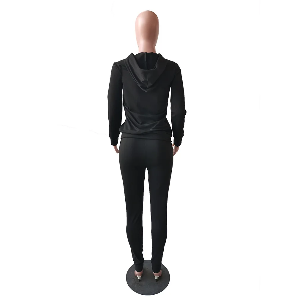 

HAOOHU Autumn Tracksuit 2pcs Women Set Hoode Pocket Top Sweatshirt+Jogger Pants Two Pieces Sets Women Clothing Suits Female