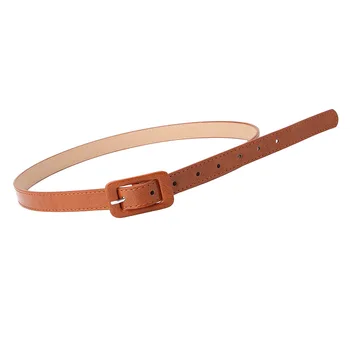 Candy Color Metal Buckle Thin Casual Belt For Women , Leather Belt Female Straps Waistband For Apparel Accessories 5
