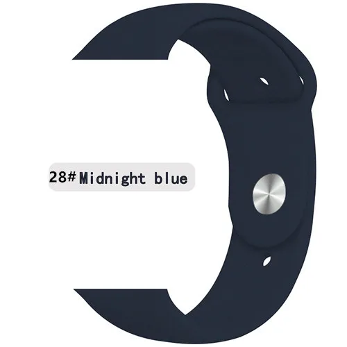 deep blue 28 Спортивный ремешок для apple watch band 44 мм 40 мм correa iwatch band 42 мм 38 мм силиконовый браслет apple watch 5 4 3 2 1 Аксессуары - Цвет ремешка: deep blue 28