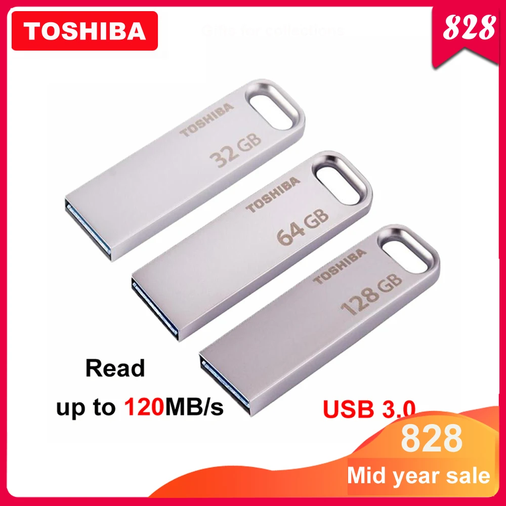 100% Оригинал TOSHIBA U363 металлическая USB Флешка 32 Гб 64 128 ГБ USB3.0 Usb флешка