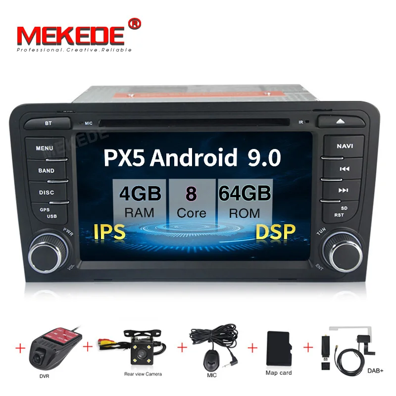 MEKEDE IPS + DSP Pure Android 9 0 автомобильный DVD GPS плеер стерео радио аудио для Audi A3 S3 2003 2012 с