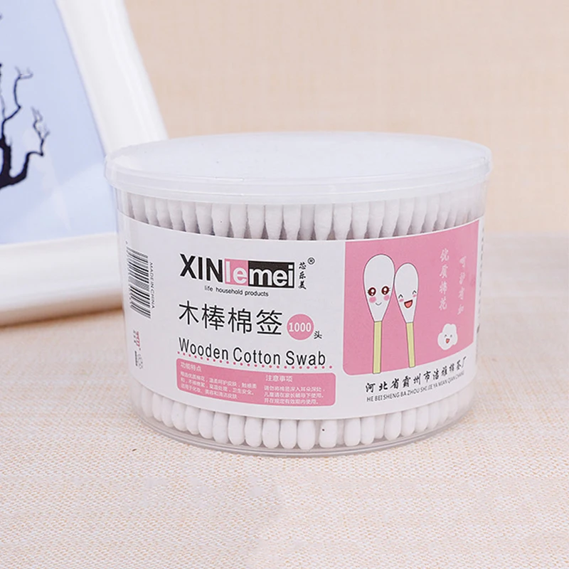 

500pcs Round Box Bamboo Stick Cotton Swab Disposable Makeup Clean Cotton Swab