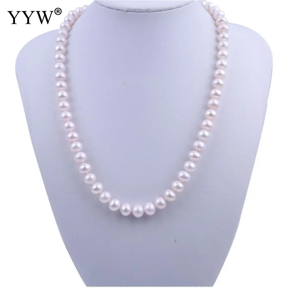 

Ожерелье из натурального пресноводного жемчуга 8-9 мм, модные ювелирные изделия для женщин, сделай сам, Oe, ручная работа, белая длина 16,93-17,72 дю...