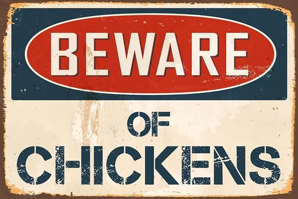 

Beware Chickens Retro tin sign nostalgic ornament metal poster garage art deco bar cafe shop