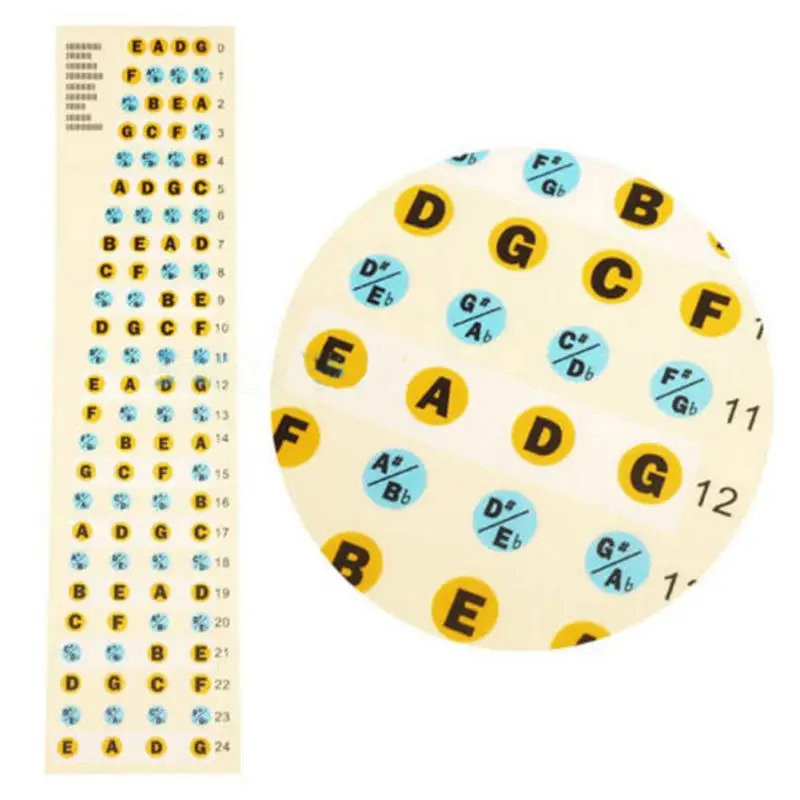 2 stücke gitarre griffbrett notizen karte etiketten aufkleber griffbrett fret decals für 4 string bass akustische elektrische gitarre gitarr