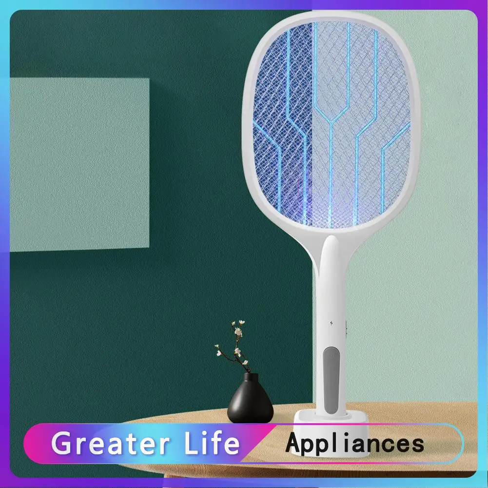 

2 in 1 Electric Mosquito Swatter 2000mAh USB Fly Bug Zapper Racket Killer