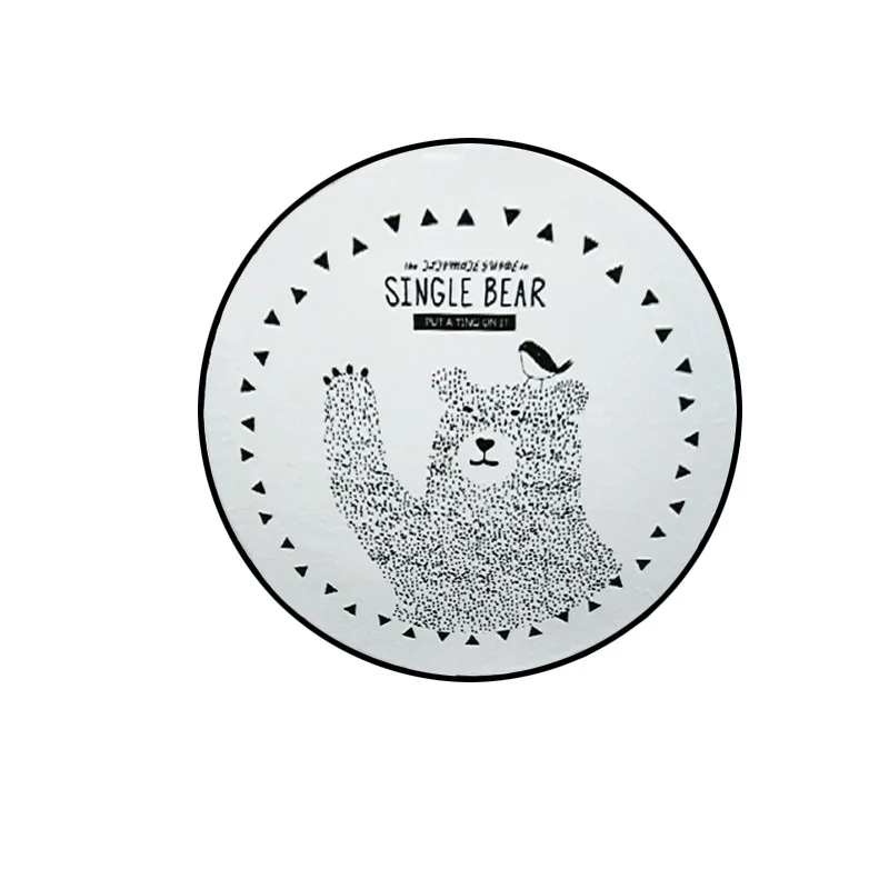 

Stylish Round Suede Hand-Painted Bear Carpet Living Room Bedroom Mat Round Bathroom Rug Anti Slip Tape Kitchen Mat Rug Set