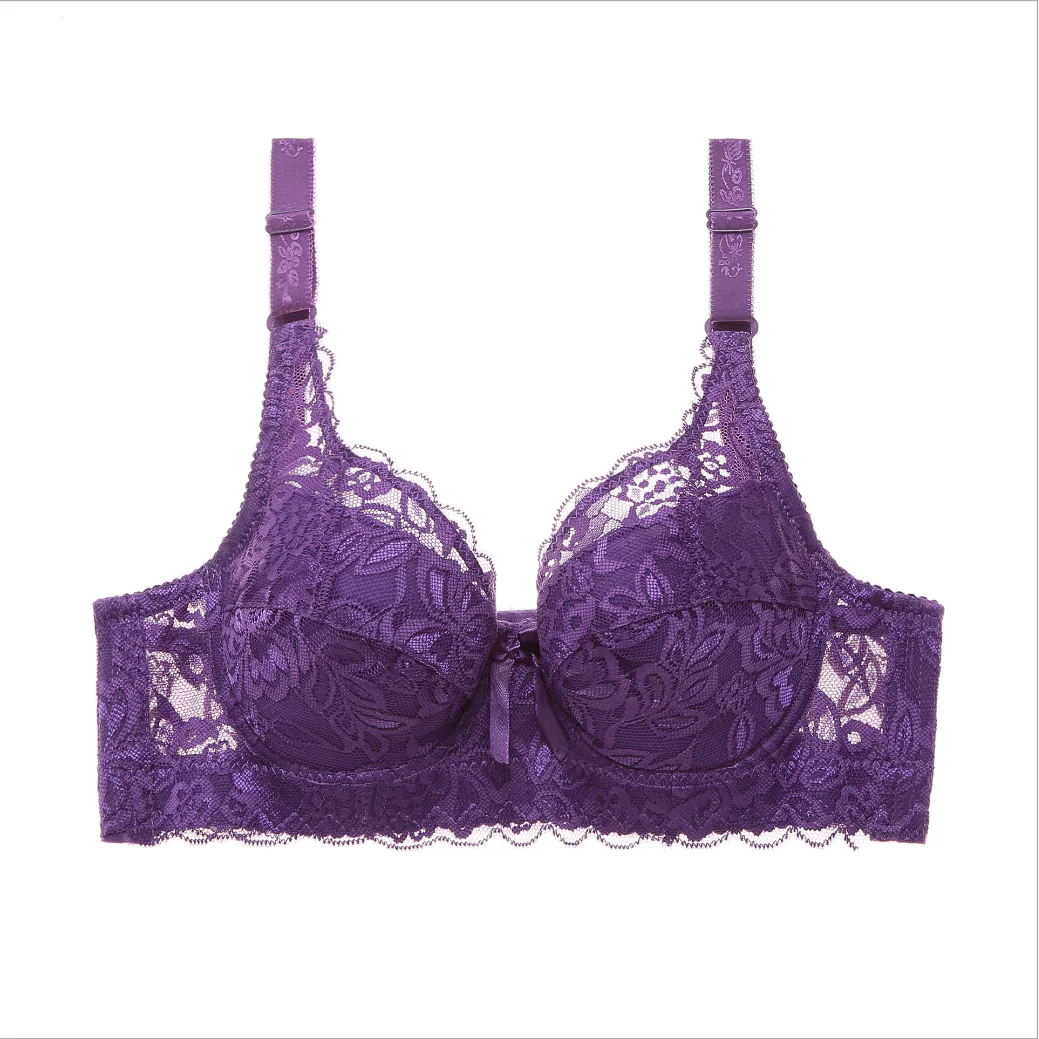 

Push Up Bra Sexy Underwear Women Lace Plus Size Purple Bow Sous Vetement Femme Sleep Tops Lingerie Staniki Damskie Sujetadores