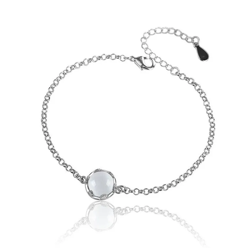 Женский винтажный браслет с цепочкой черный из стерлингового серебра 925 пробы