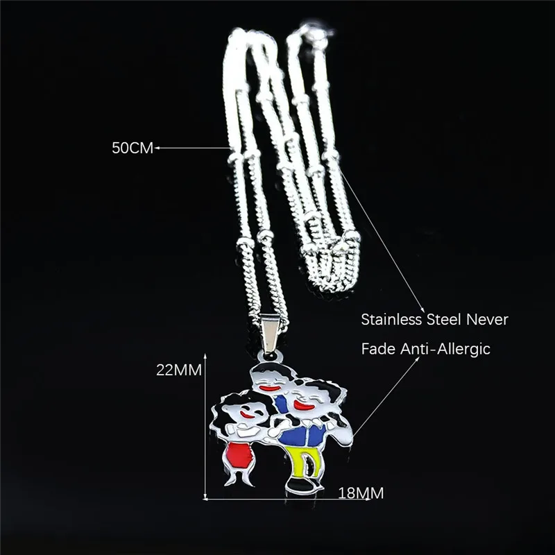 

Family Dad Mom Kid Enamel Stainless Steel Charm Necklaces for Kid Silver Color Jewelry cadenas mujer Mother's Day Gift NXS01