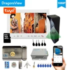 Умный беспроводной видеодомофон Dragonsview Tuya, Wi-Fi Интерком с разрешением экрана 7 дюймов, монитор + дверной звонок 1080P + электронный замок