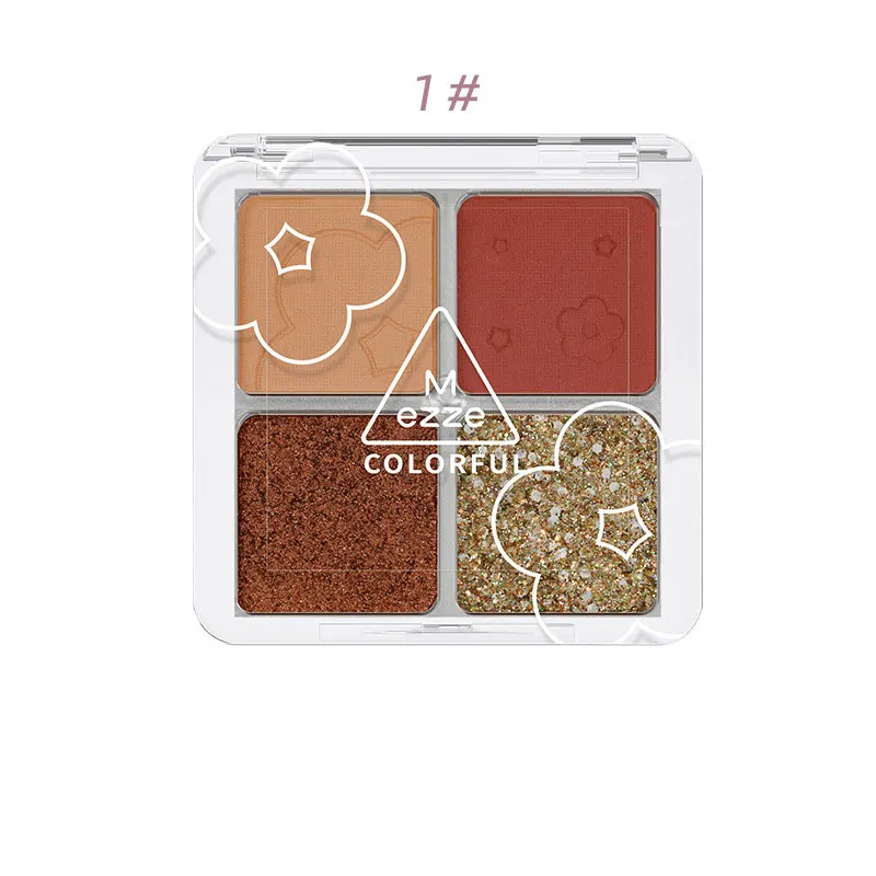 4 Colors Sequins Eyeshadow Earth Color Peach Blossom Mini Portable Pearlescent Waterproof Palette TSLM1 |