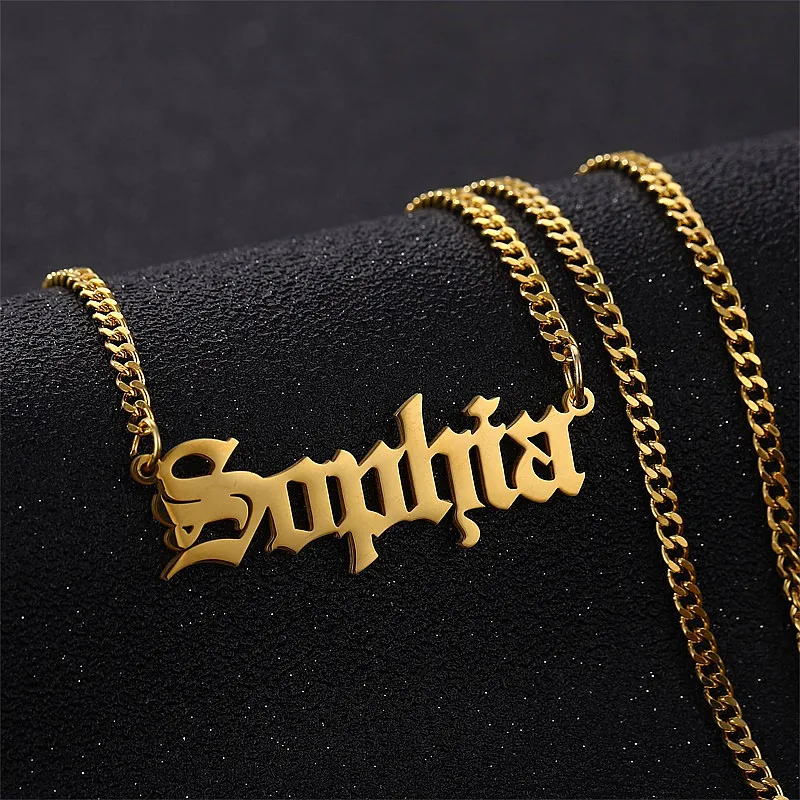 

Personalized Stainless Steel Name Necklace for Women Made Customized Name Signature Golden Fashion Necklace Women Jewelry Gift