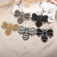 6pclot crystal rhinestone bee patches for clothing iron on clothes appliques badge fabric sticker apparel accessories