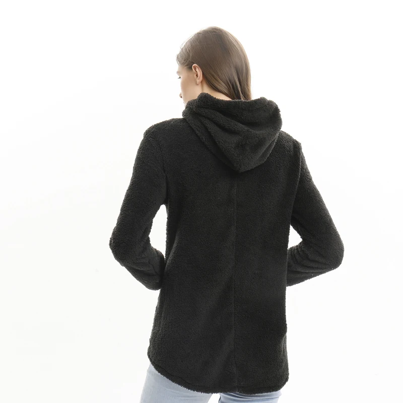 

Winter Coats Hooded Fleece Fluffy Button Warm Padded Jacket Women Casual Pocket Single Breasted Solid Parkas Outwear Plus Size