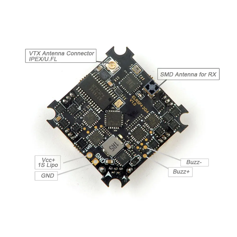 HappyModel-CONTROLADOR DE VUELO 5 en 1 ExpressLRS, ELRS, F4, 2G4, AIO, SPI integrado, 2,4 GHz, ELRS, RX, para ES24TX, ES24TX-Lite, Tinywhoop, Dron-4