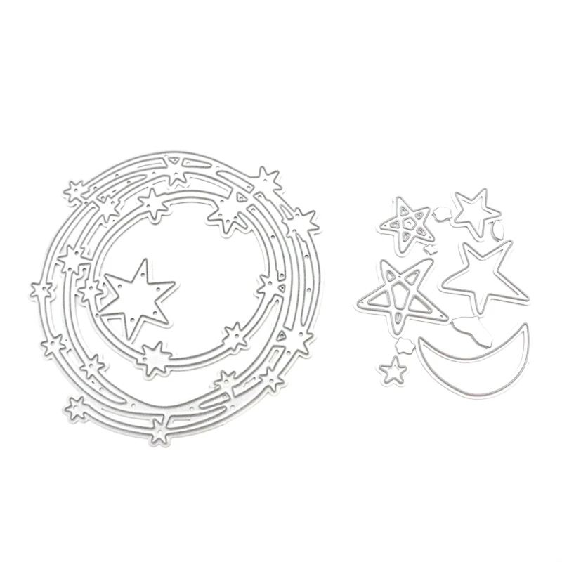 

С изображением луны и звезд, металлический Трафаретный вырубной штамп Трафаретный Скрапбукинг Сделай Сам штамп для альбомов Бумага Emboss