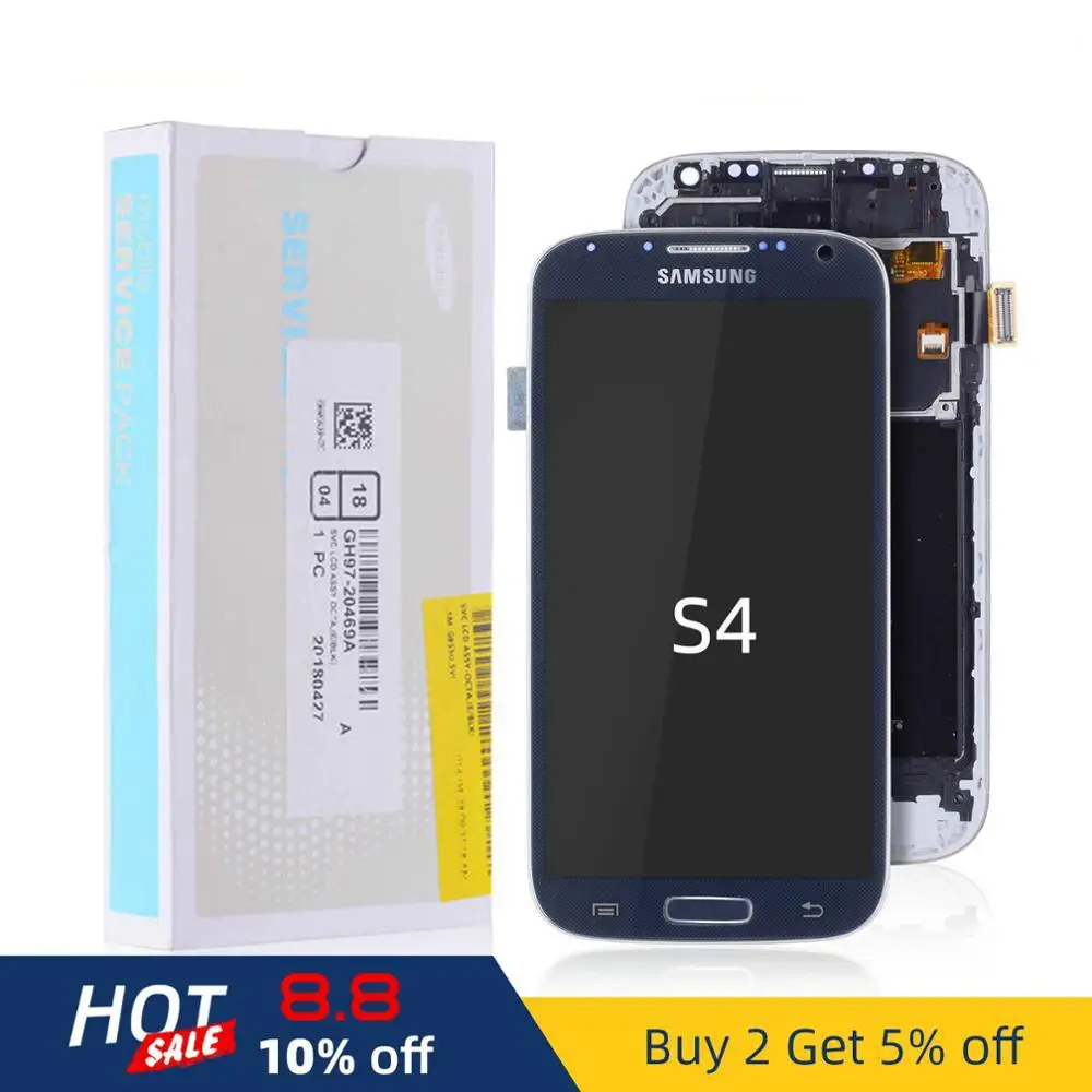 ЖК дисплей для SAMSUNG S4 с сенсорным экраном дигитайзер Galaxy GT i9505 i9500 синий