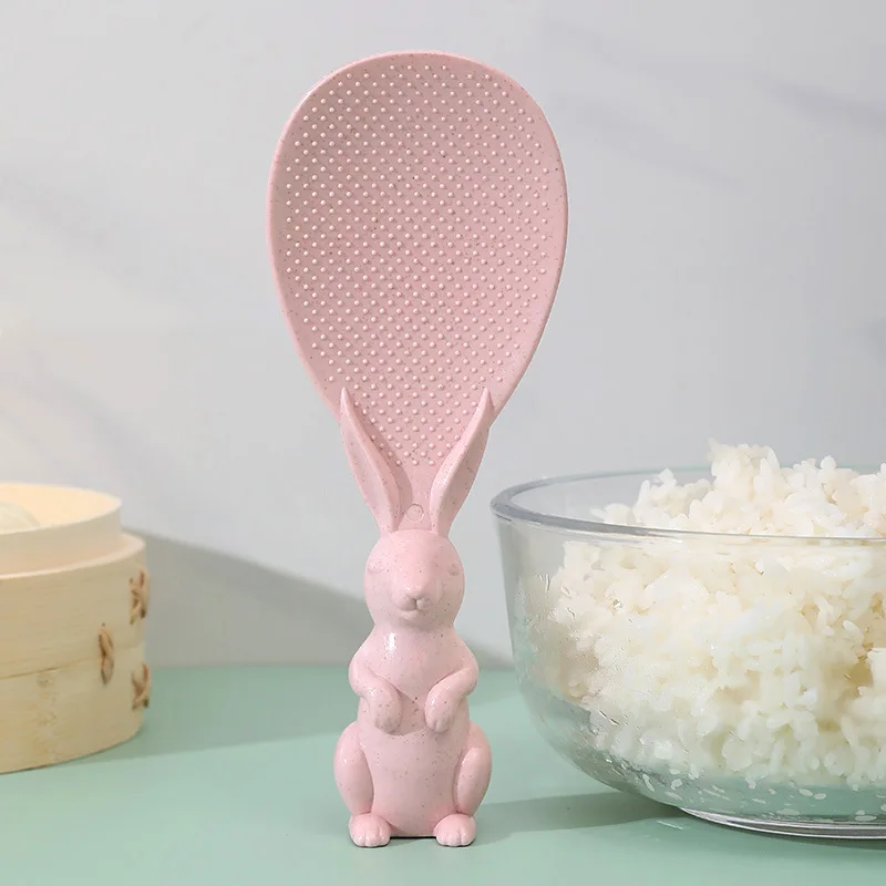 

Creative Wheat Straw Spoon Rabbit Non Sticky Rice Three Dimensional Rice Shovel Household High Temperature Ladle Can Stand Up