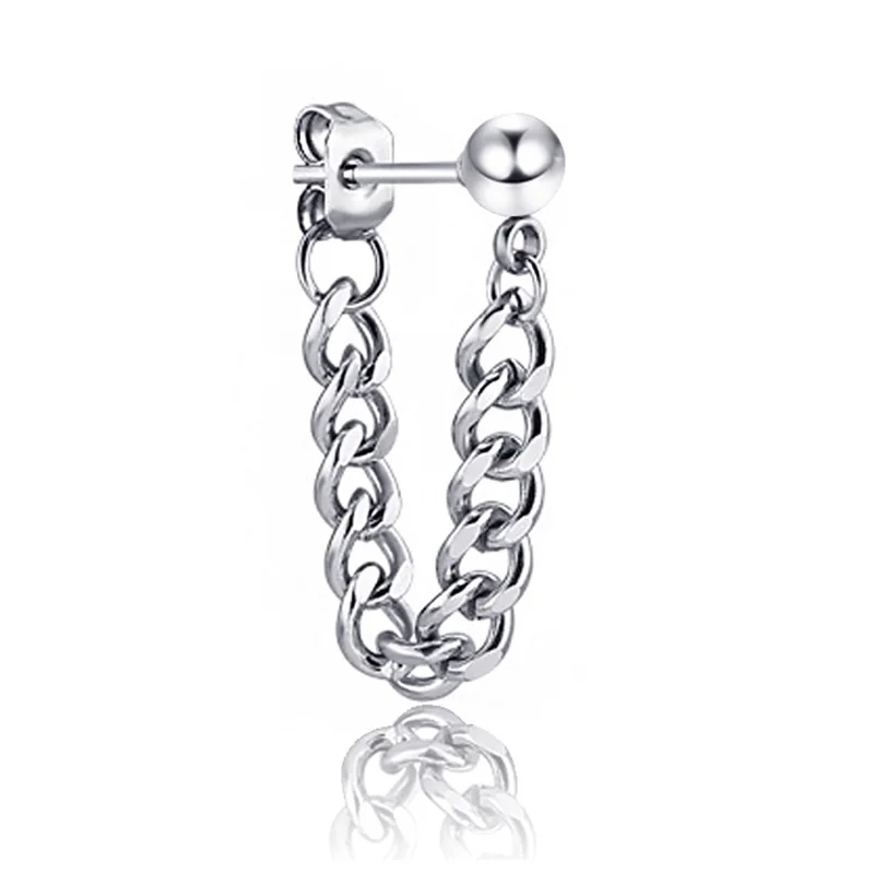 Панк Стиль 316L Нержавеющая сталь Черный цвет Готическая цепочка для ушей короткие