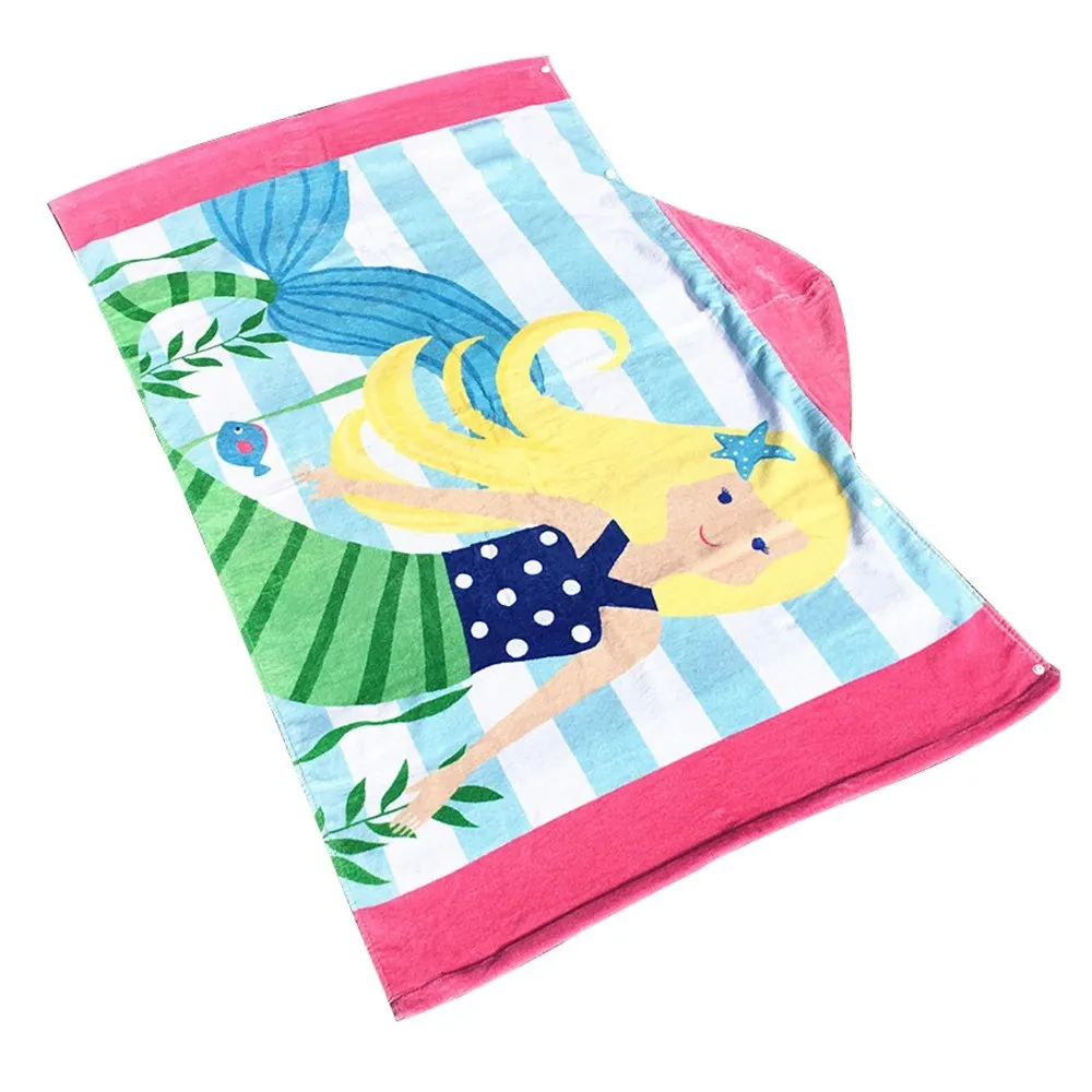 Детское пляжное полотенце с капюшоном хлопковое супер впитывающее милое банное
