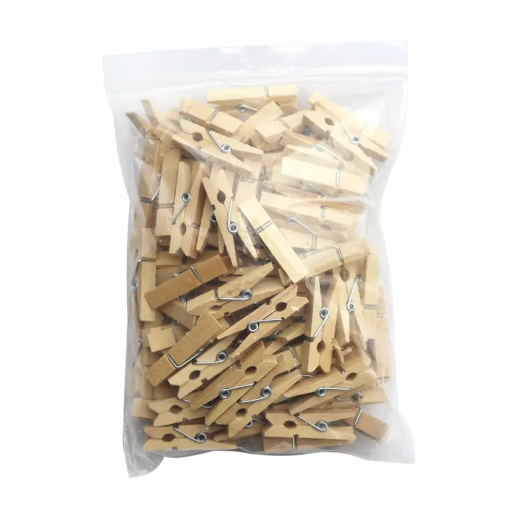 

100pcs small mini Size wood photo clips clothespin craft decoration Clips pegs Snack Clips