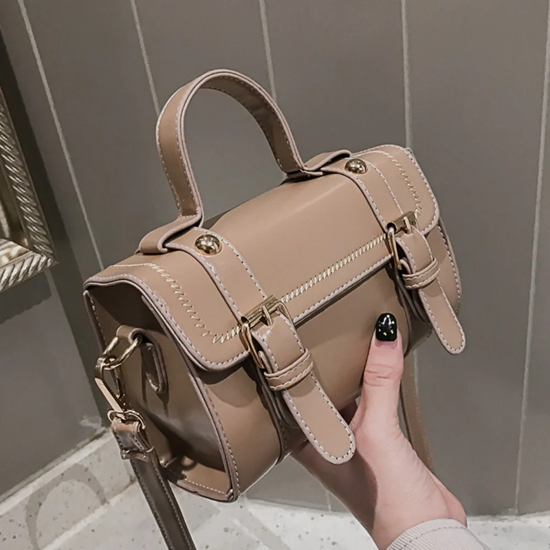 

PU Leather Women's Handbag Fashion New Luxury Retro Square Shoulder Messenger Bag Leisure Bucket Bag