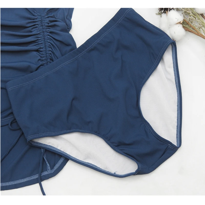 GLAUKE женский сексуальный однотонный комплект бикини с высокой талией и V-образным