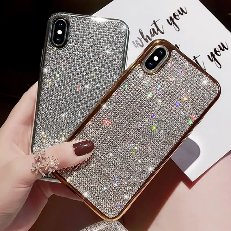 Стразы шикарные бриллианты блестящий чехол для iphone X XS XR Max 7 8 Plus 6 6S Мягкий
