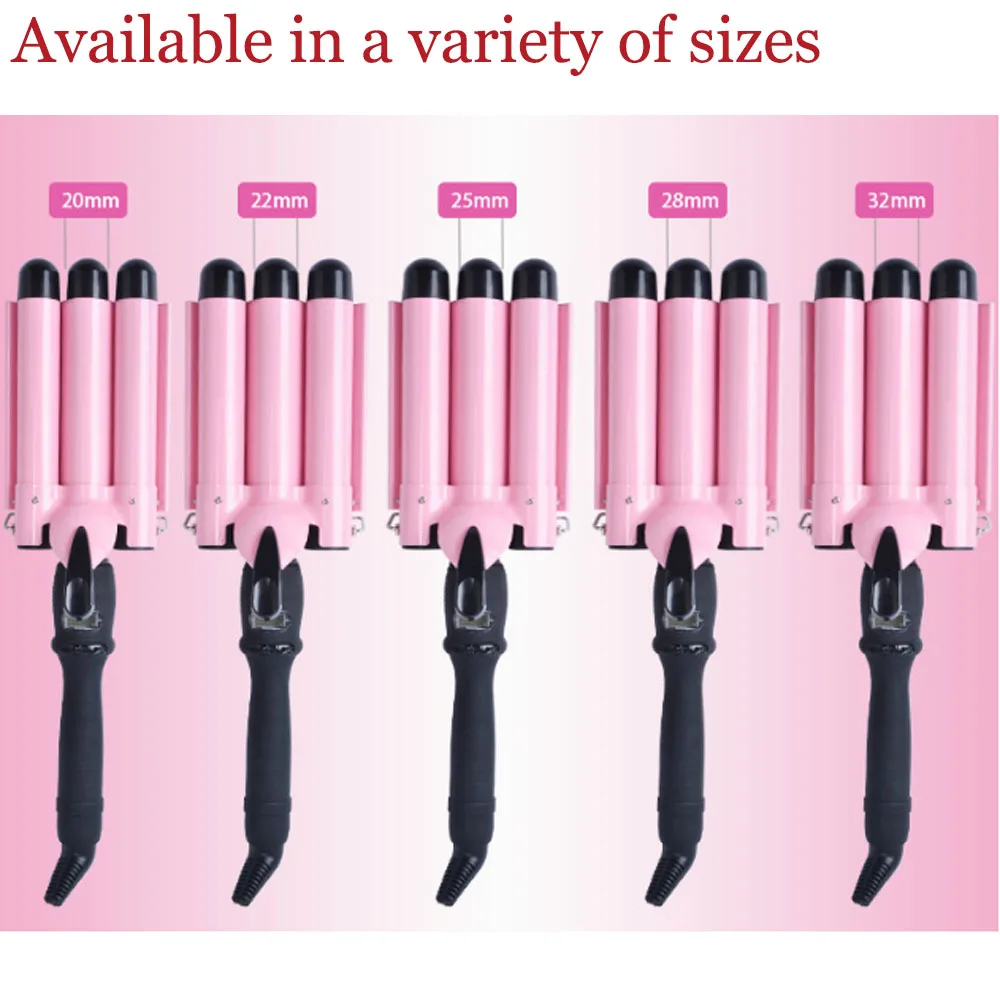 

Hair Curling Iron 3 Barrels Big Wave Automatic Perm Splint Ceramic Hair Curler 3 Waves Tongs Styling Tools Fast Heating-7 Styles