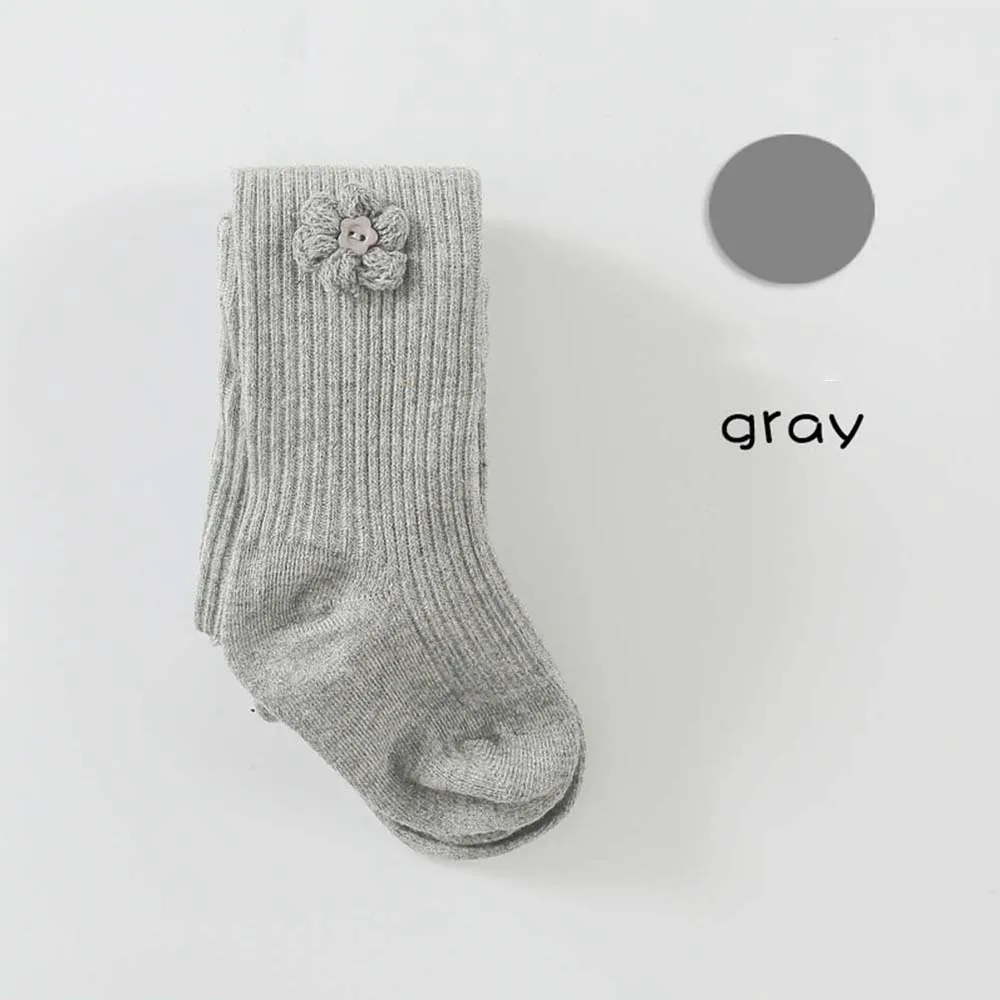 grey L Мягкие хлопковые колготки для детей; сезон весна-осень-зима; колготки с цветами; хлопковые колготки для маленьких девочек; детские вязаные колготки; collant - Цвет: grey L