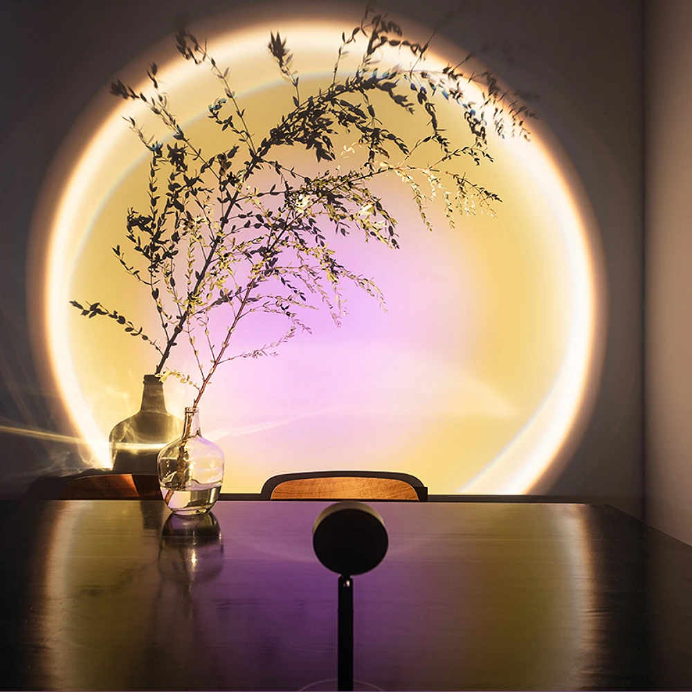 

USB Atmosphere Led Night Light Rainbow Sunset Red Projector For Home Bedroom Background Wall Take Pictures Decoration Lighting