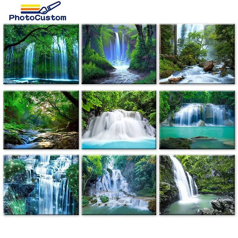 

PhotoCustom Tree Landscape Framed Painting By Numbers For Adults Modern Zero basis on canvas Living room gift