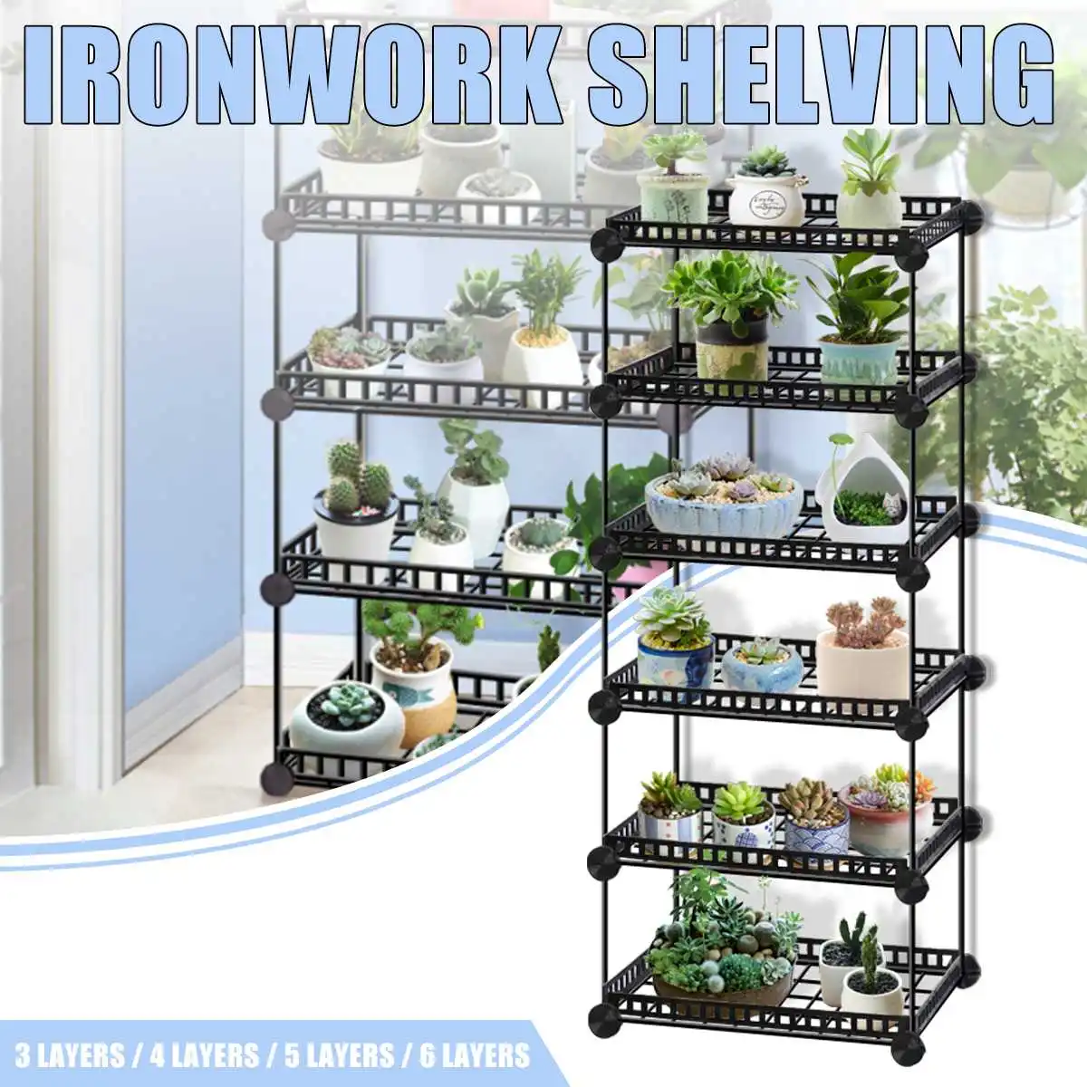

6/5/4/3 Tier Durable Metal Plant Shelves Flower pot holder Garden Rack Display Stand Succulent plants home Balcony Decoration