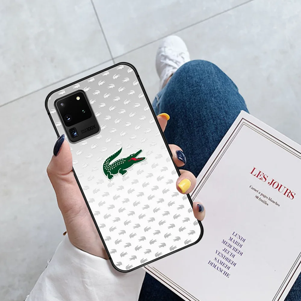 

Luxury Brand French LACOETE Phone Case Cover Hull For Samsung Galaxy S 6 7 8 9 10 e 20 Edge Uitra Note 8 9 10 Plus black Bumper