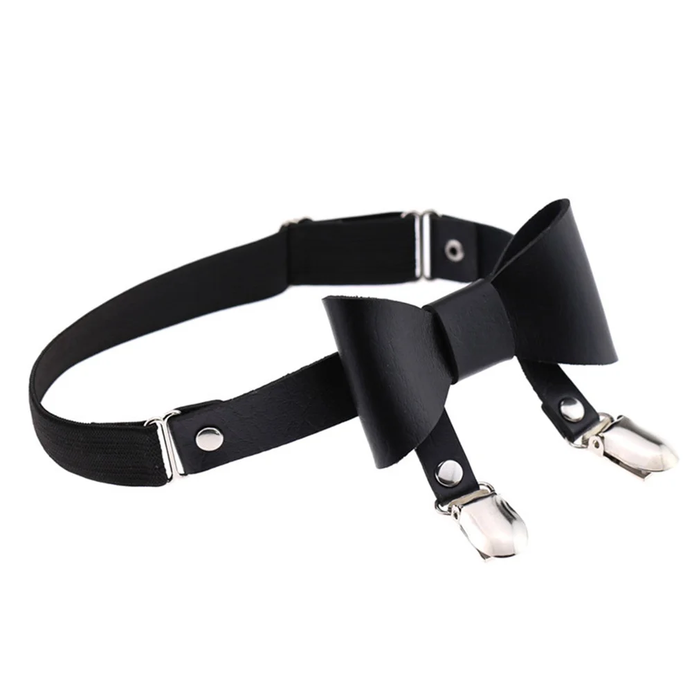 

YENDAR Sexy Women Elastic Garter Belt With Bow Female Leg Harness Belt Lingerie PU Leather Punk Bondage Garter For Night Club