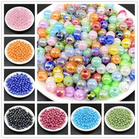 6 8 10mm ab color plating acrylic beads loose spacer round beads jewelry making diy