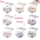 10 шт. одноразовая маска для лица с цветочным принтом для взрослых, женская дизайнерская маска, маска для Хэллоуина для косплея