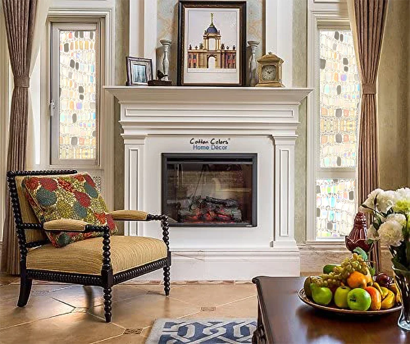 

Rainbow Vinyl Window Film with Static Cling,Removable 3D Privacy Decorative Window Stickers,Anti Uv Light Blocking Opaque Decals