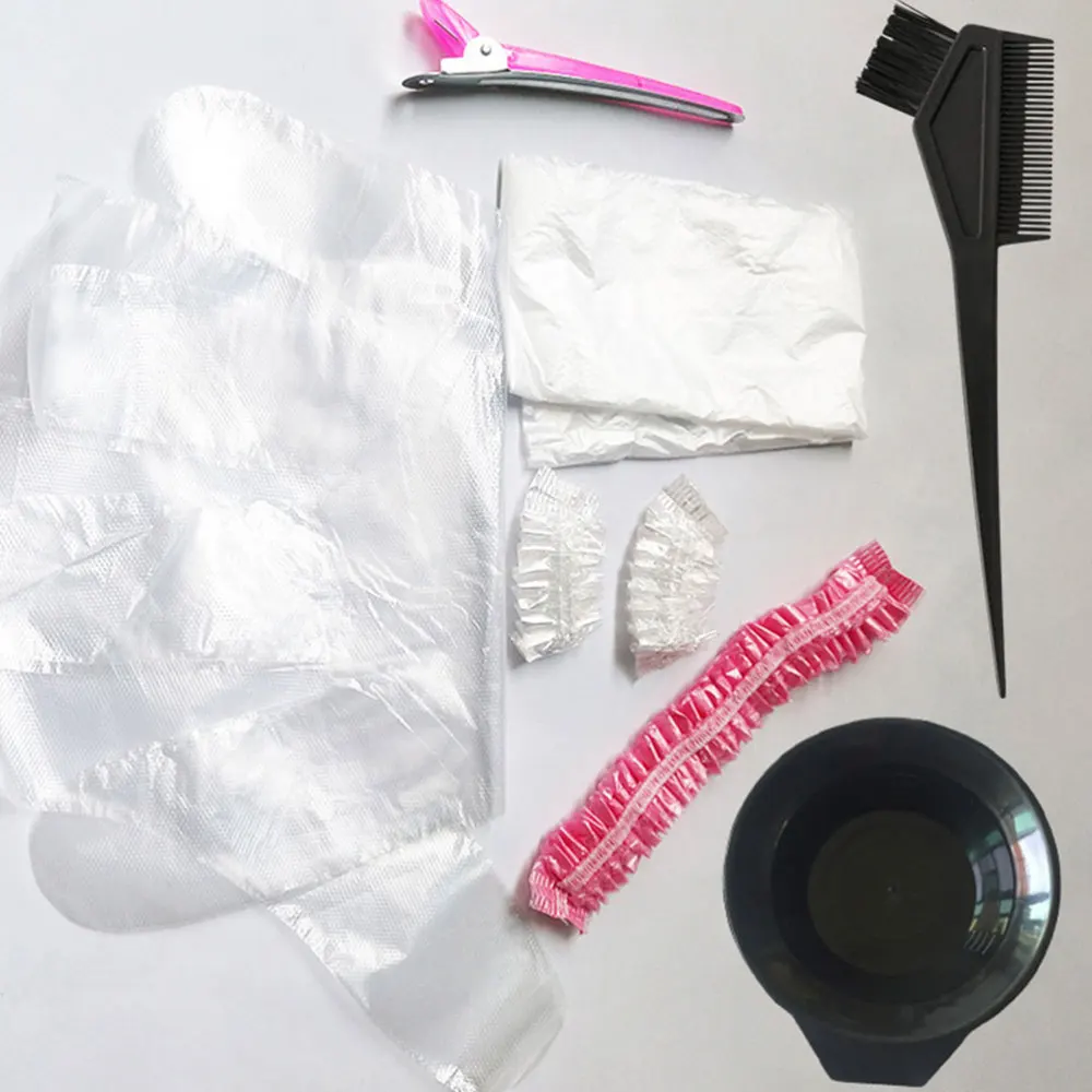 

50 Sets Complete Hair Coloring Kit Disposable DIY Dyeing Tool Kit Portable Hair Tinting Tool for Home Shop (Random Color)