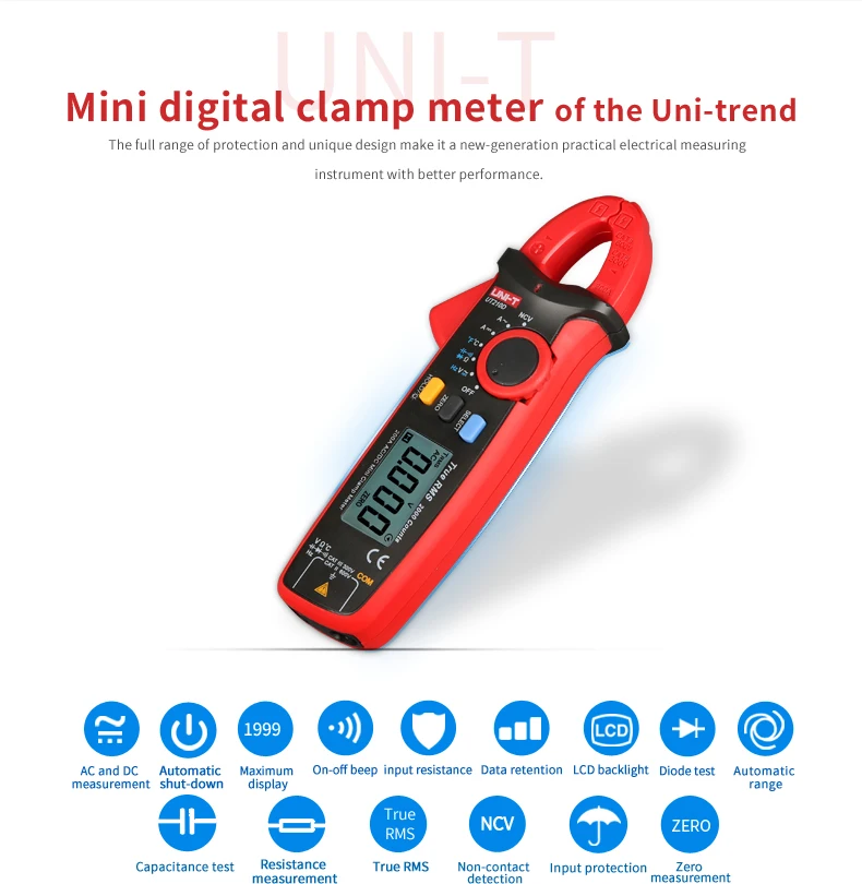 UNI-T UT210A UT210B UT210C UT210D UT210E True RMS мини Цифровые токовые клещи переменного/постоянного тока Напряжение Авто Диапазон VFC Емкость