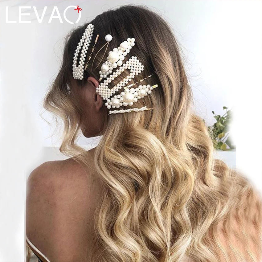 Levao простой жемчужный закрутка шпильки золотистые для волос квадратная