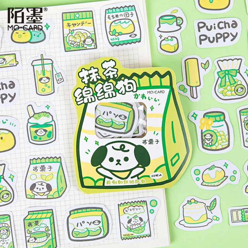 

40 pcs /Pack Cute Matcha Snacks Puppy Dogs Paper Stickers DIY Album Books Decorative Stickers