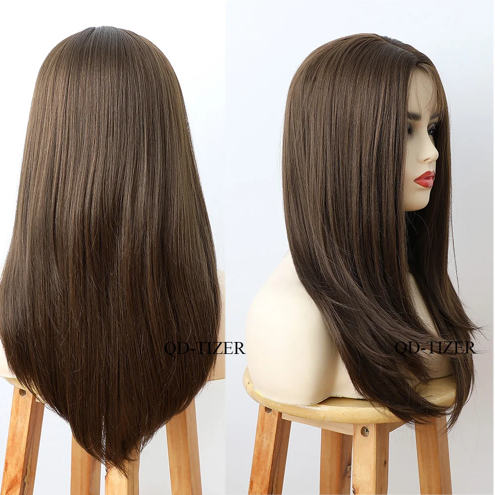 QD Tizer короткие прямые волосы синтетические коричневые парики