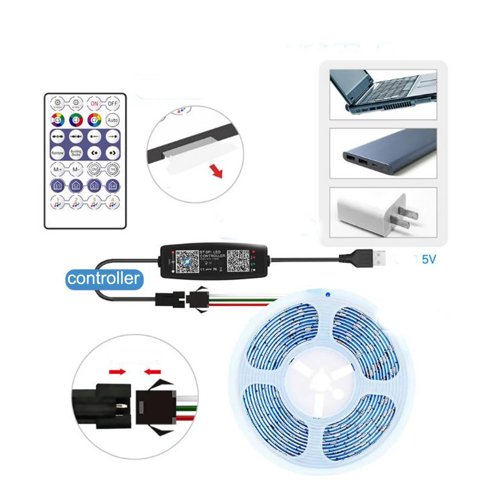 RGB-контроллер для светодиодной ленты WS2811 WS2812B 5 В постоянного тока 12 24 Wi-Fi Pixel rgb LED