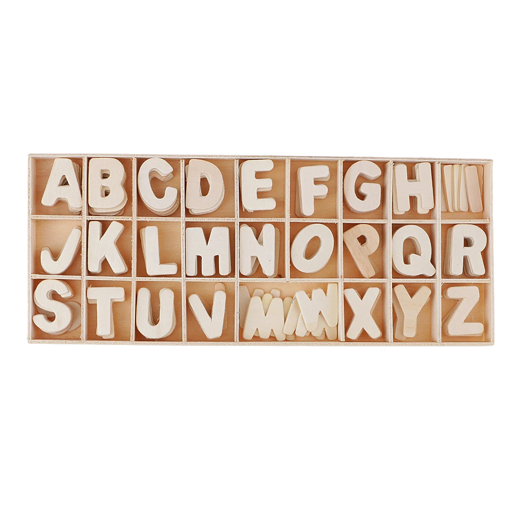 

156x Natural Wooden A-Z Letters Scrapbook Learning Tray Kids Toy DIY Art Craft