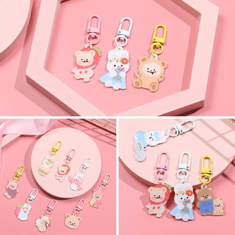 

Fashion Jewelry Phone Chain Woman Gift Keychains Bag Pendant Keyring Rabbit Cat Bear