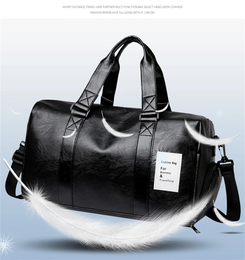 PU Waterproof Fitness Bag Short-distance Tour Luggage Yoga Gym Sports Training Box Portable Travelling Handbag With Shoe Storage